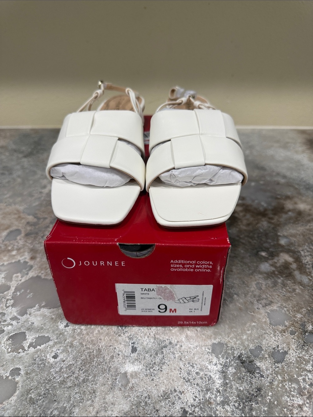 Journee Collection White Woven Square-Toe Ankle-Strap Sandals
